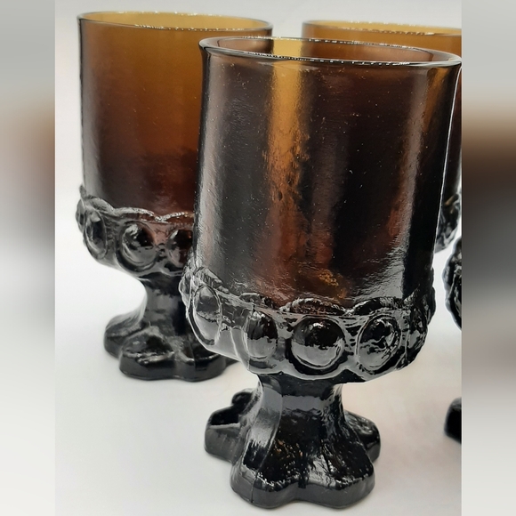 5 Tiffin Franciscan Madeira Smoke Brown Water Goblets Vintage Stemware Glasses - Picture 2 of 7